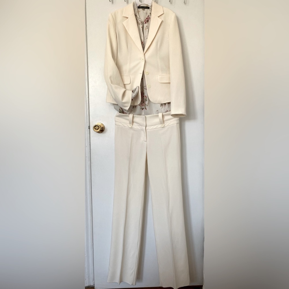 Cream Wide-Leg Pantsuit with Tailored Fit